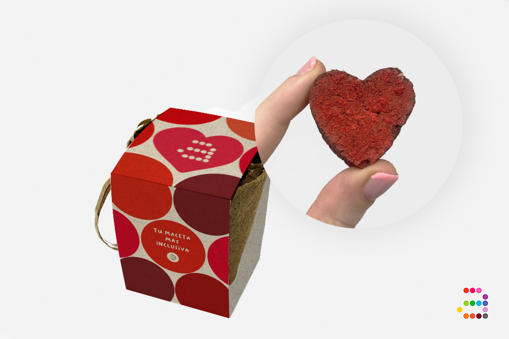 Maceta con semillas Corazones Rojos