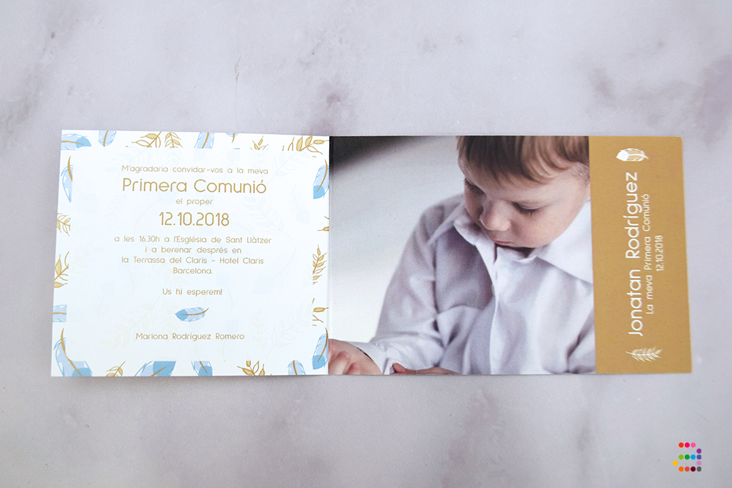 Invitación de comunión con foto Ángel