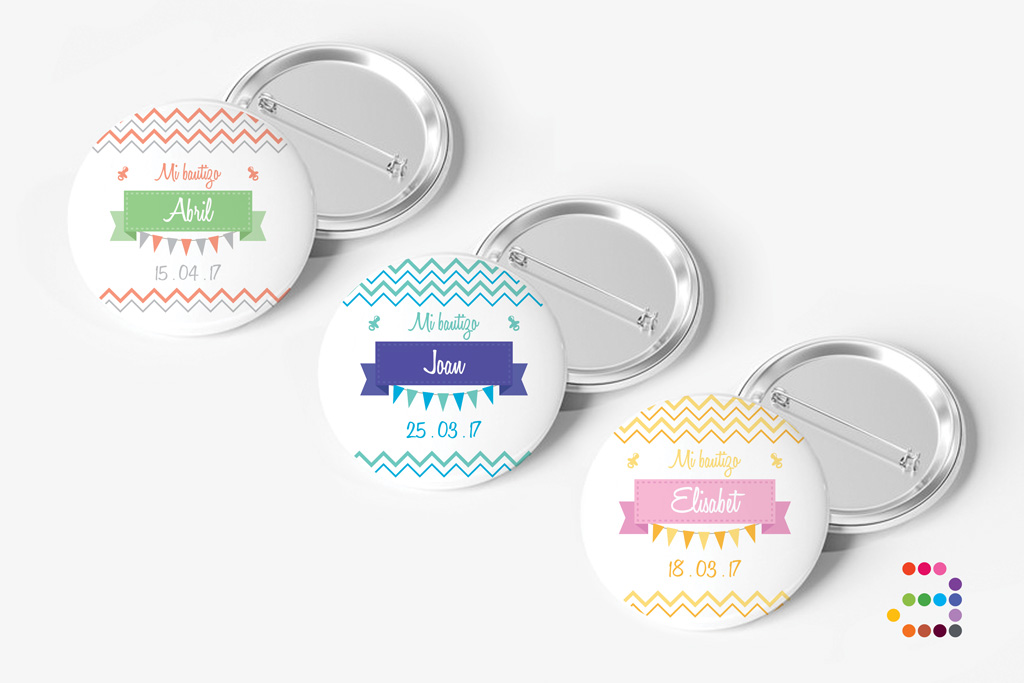 Chapas para Bautizo Guirnalda