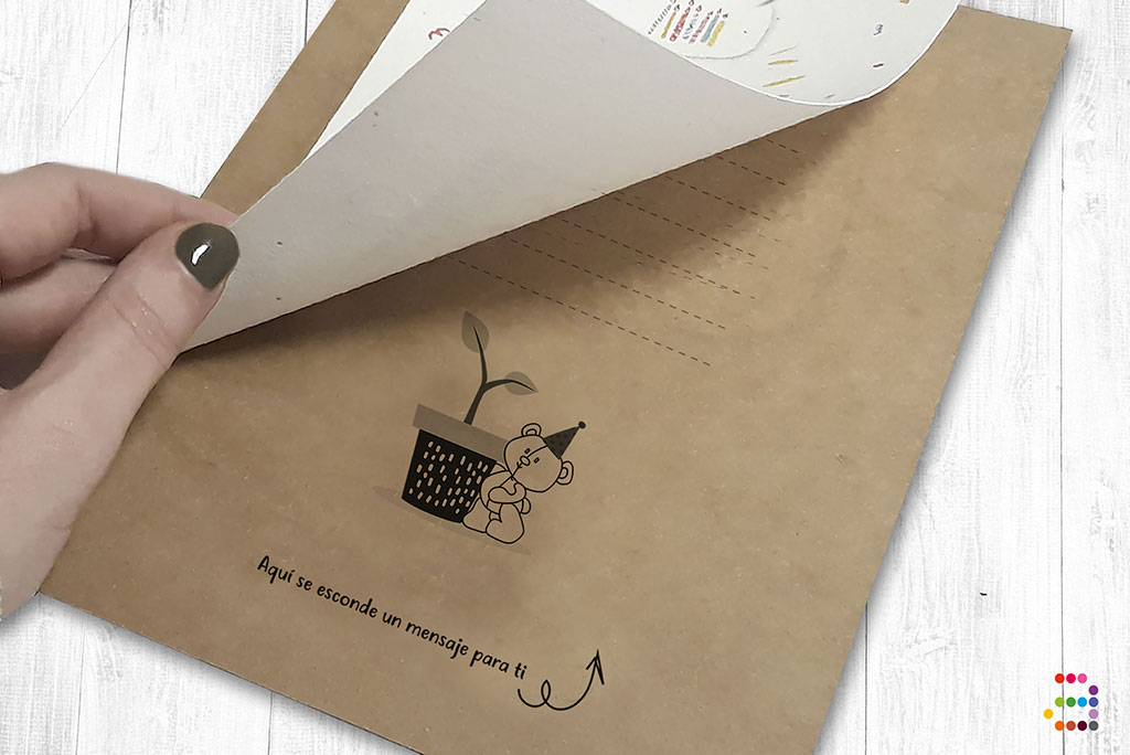 Felicitación de papel plantable de cumpleaños OSITO - Imagen 2