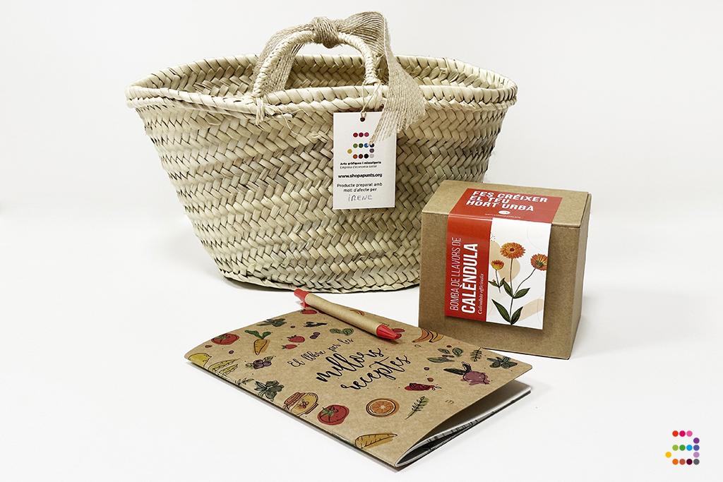 KIT Libro para recetas y semillas de Caléndula en cesta de mimbre - Imagen 6