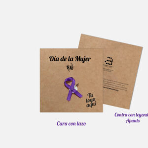 Broche lazo lila con cartón kraft con tu logo