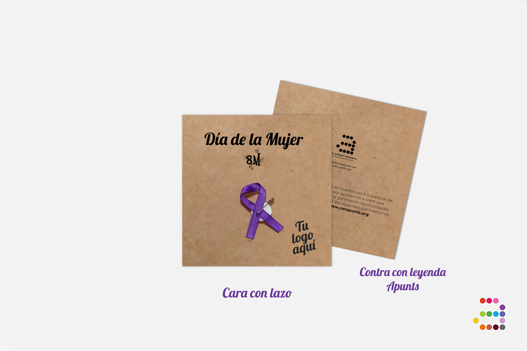 Broche lazo lila con cartón kraft con tu logo