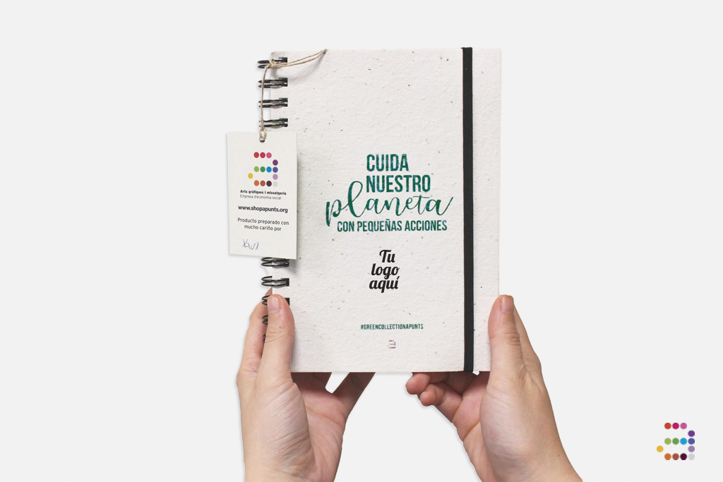 Libreta A5 con goma y portada de papel de semillas