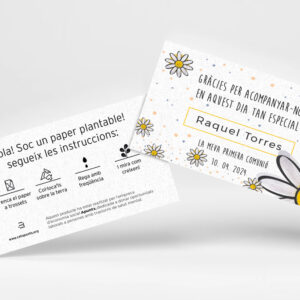 Tarjeta de agradecimiento para comunión Margarita ¡en papel plantable!