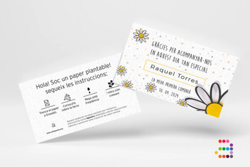 Targeta d'agraïment per a comunió Margarita en paper plantable!