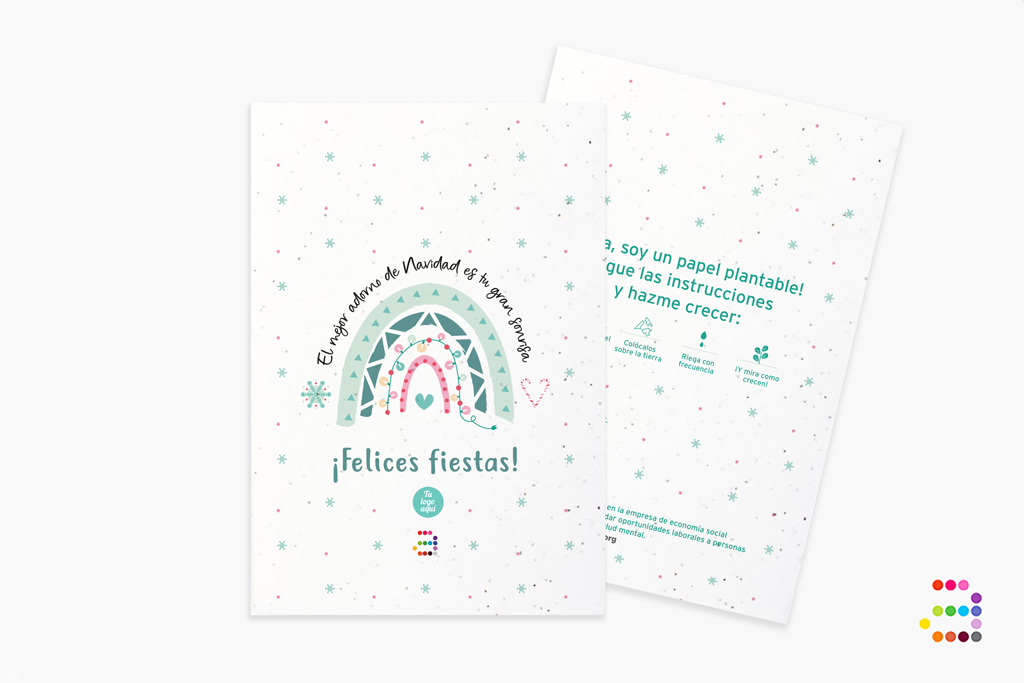 Postal plantable: ¡Arcoiris de Navidad!