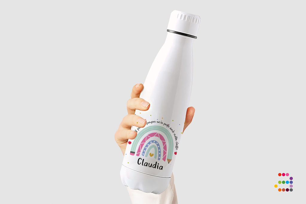 Botella para Profes Arcoíris con Mucha Clase