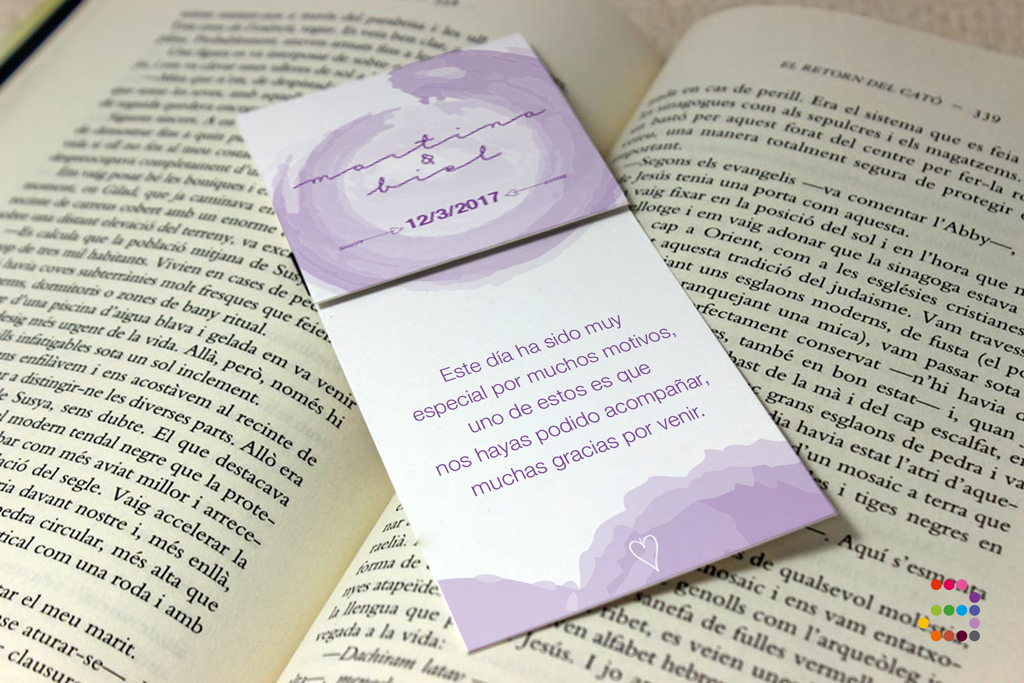 Punto de libro para boda Agua - Imagen 3