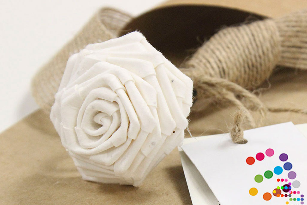 Rosa Origami de papel de semillas plantable