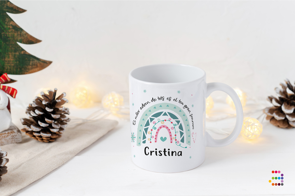 Taza navideña ¡Arcoiris!