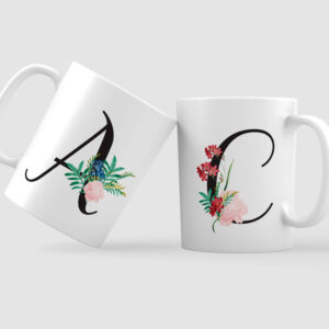 Taza con letra botánica