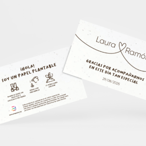 Tarjeta de agradecimiento para bodas Tiza ¡en papel plantable!