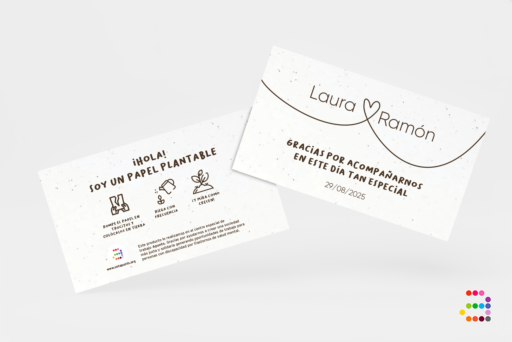 Targeta d'agraïment per a casaments Tiza en paper plantable!