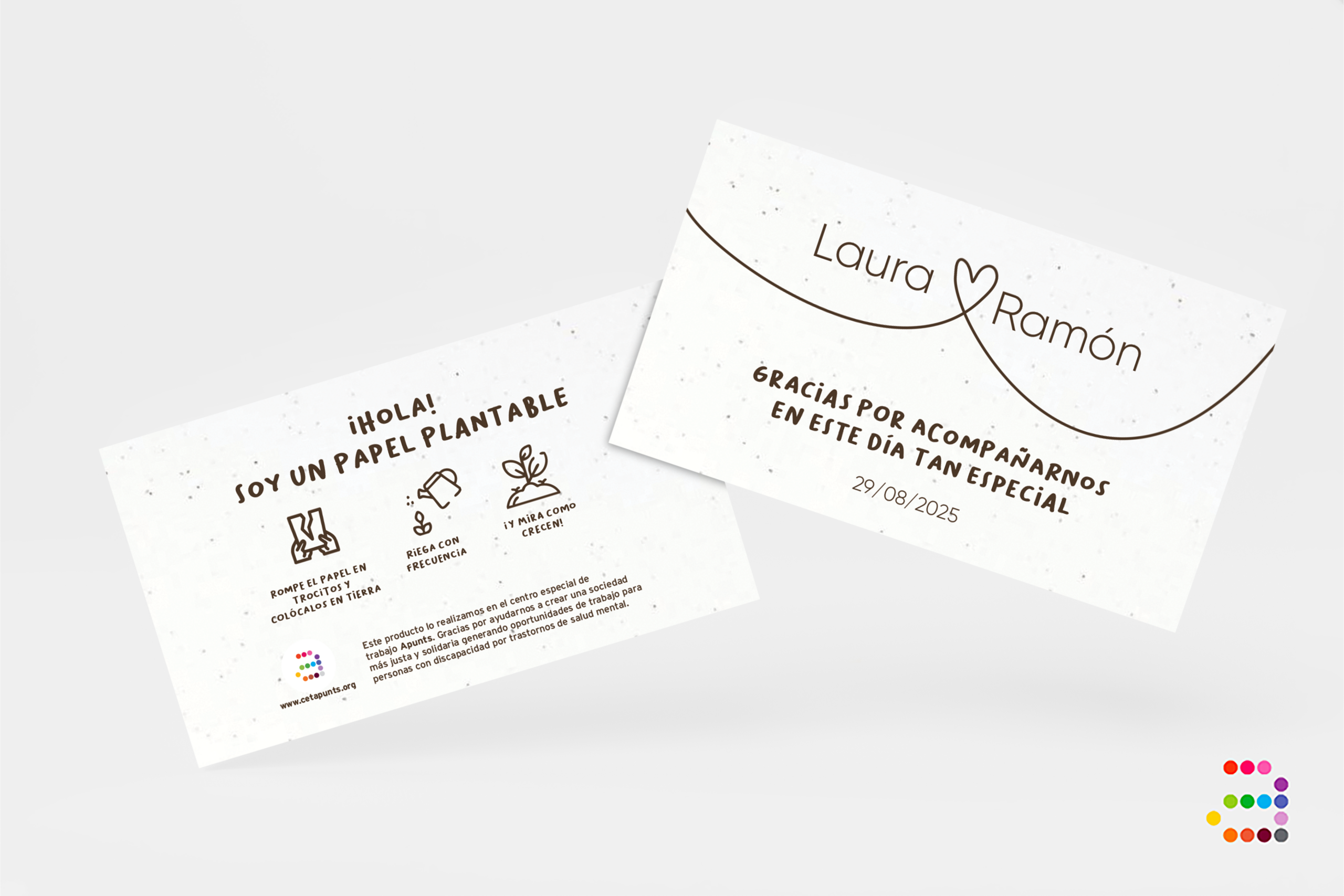 Tarjeta de agradecimiento para bodas Tiza ¡en papel plantable!
