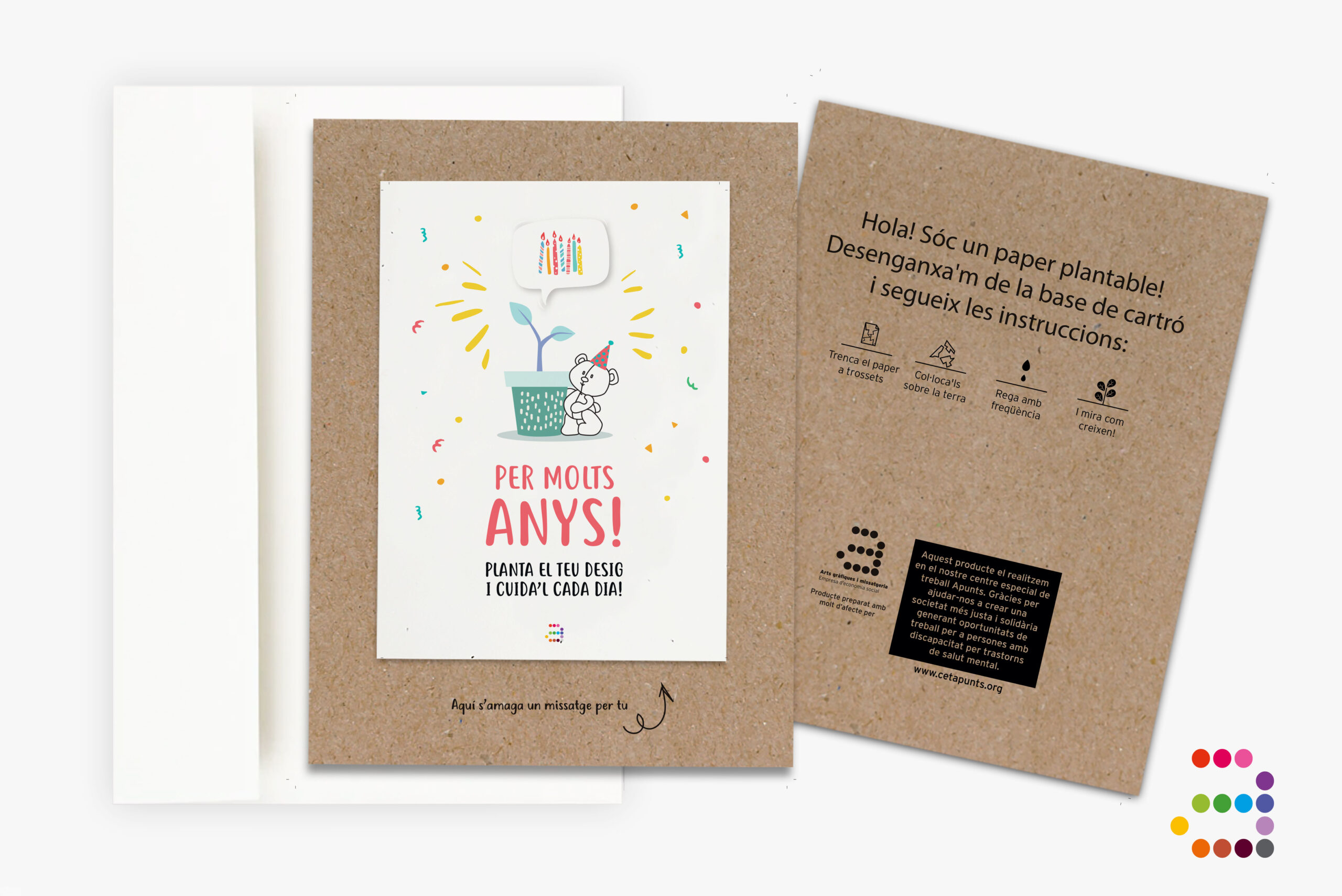 Felicitación de papel plantable de cumpleaños OSITO - Imagen 3