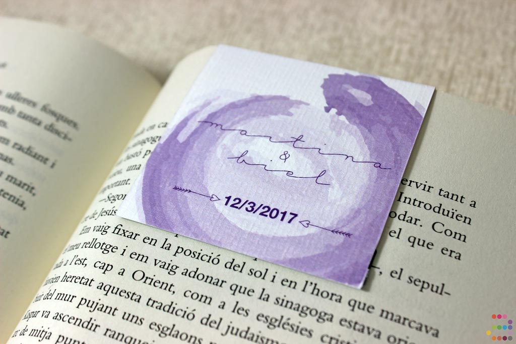Punto de libro para boda Agua