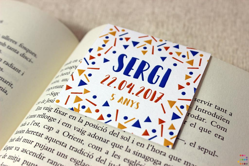Punto de libro para cumpleaños Confeti