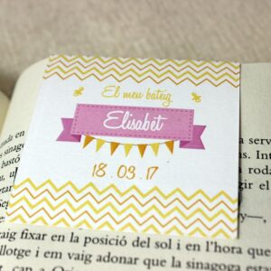 Punto de libro para bautizo Guirnalda