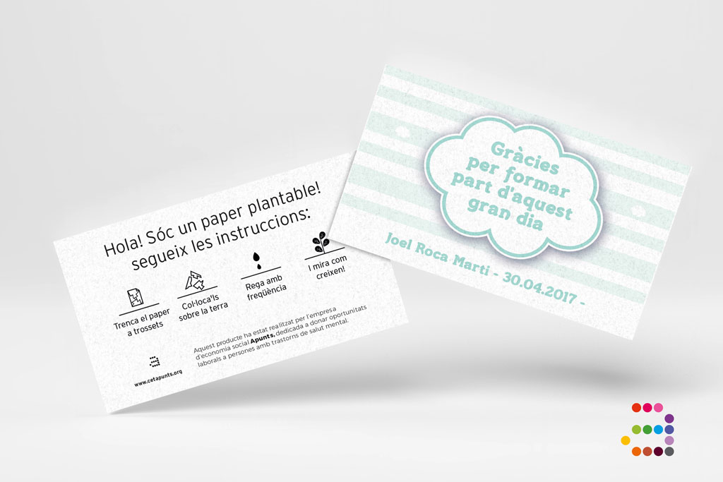 Tarjeta de agradecimiento bautizo Nube ¡en papel plantable! - Imagen 8