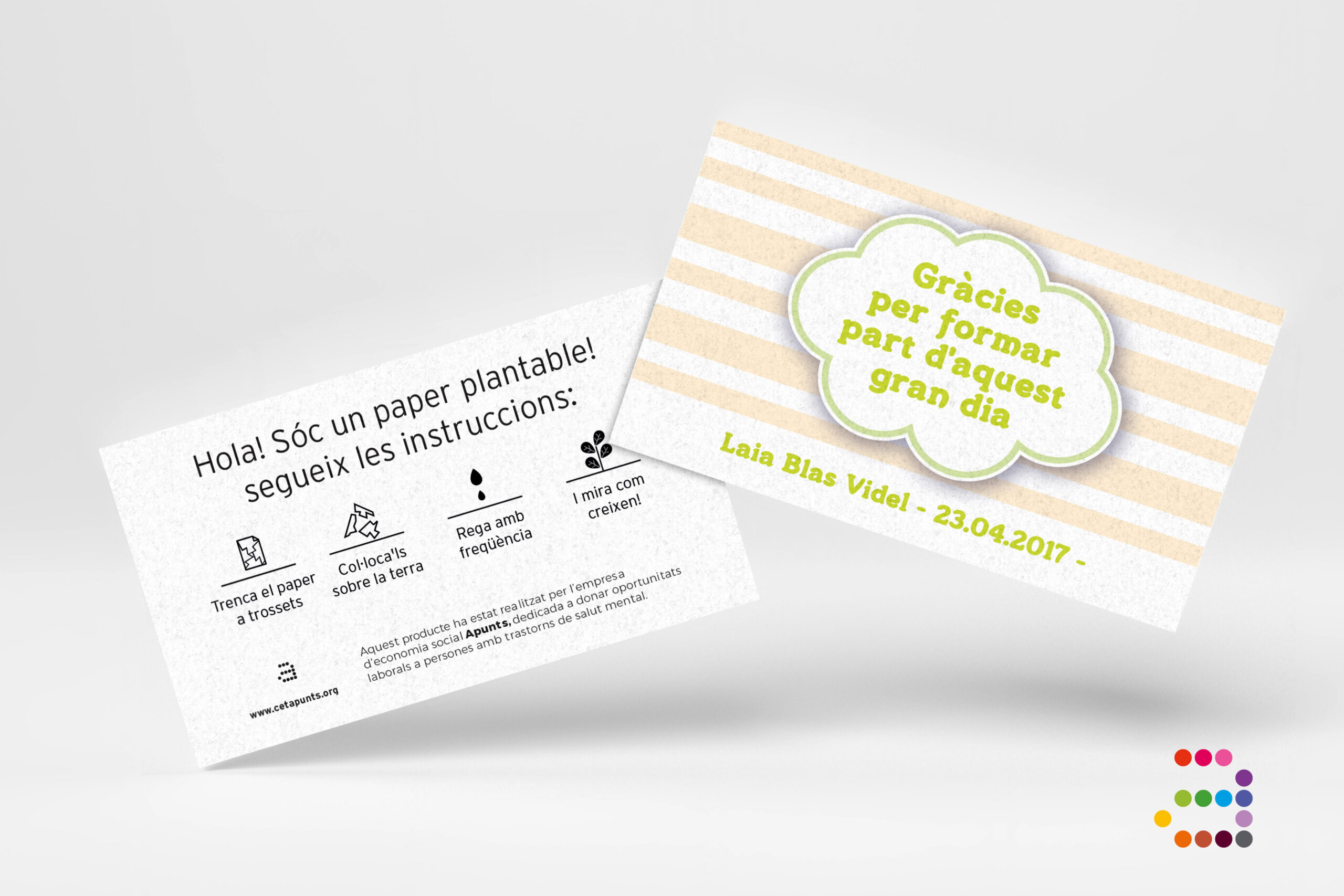 Tarjeta de agradecimiento bautizo Nube ¡en papel plantable! - Imagen 7