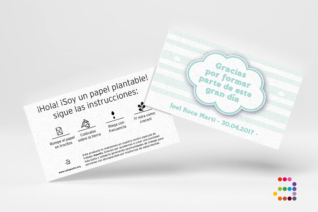 Tarjeta de agradecimiento bautizo Nube ¡en papel plantable! - Imagen 4