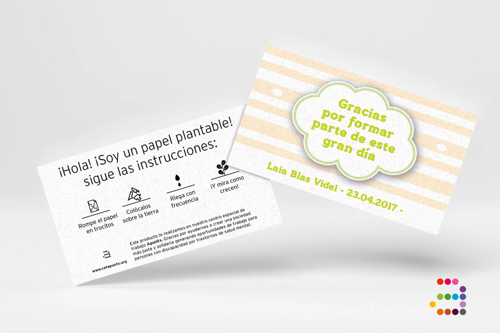 Tarjeta de agradecimiento bautizo Nube ¡en papel plantable! - Imagen 3