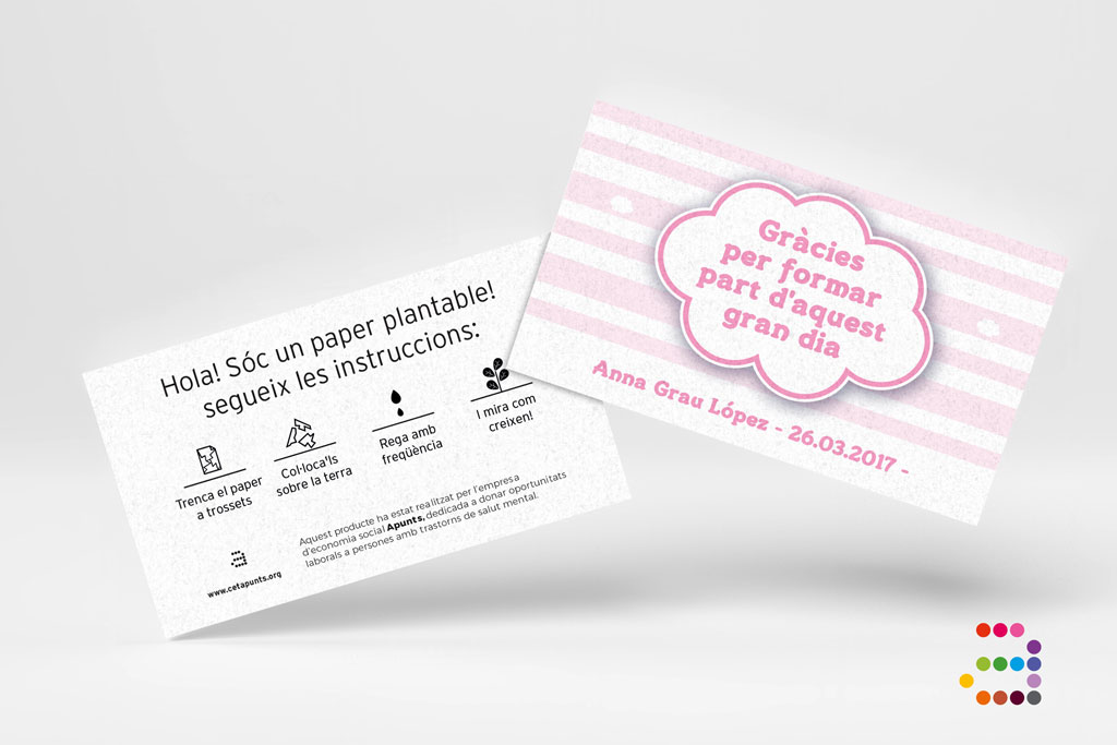 Tarjeta de agradecimiento bautizo Nube ¡en papel plantable! - Imagen 6