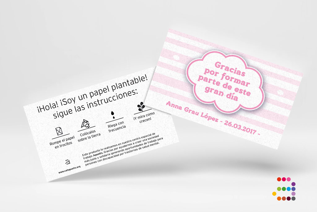Tarjeta de agradecimiento bautizo Nube ¡en papel plantable! - Imagen 2