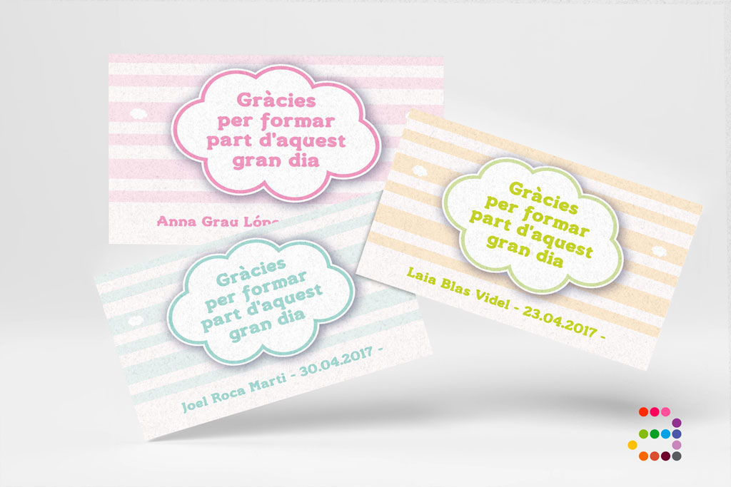 Tarjeta de agradecimiento bautizo Nube ¡en papel plantable! - Imagen 5